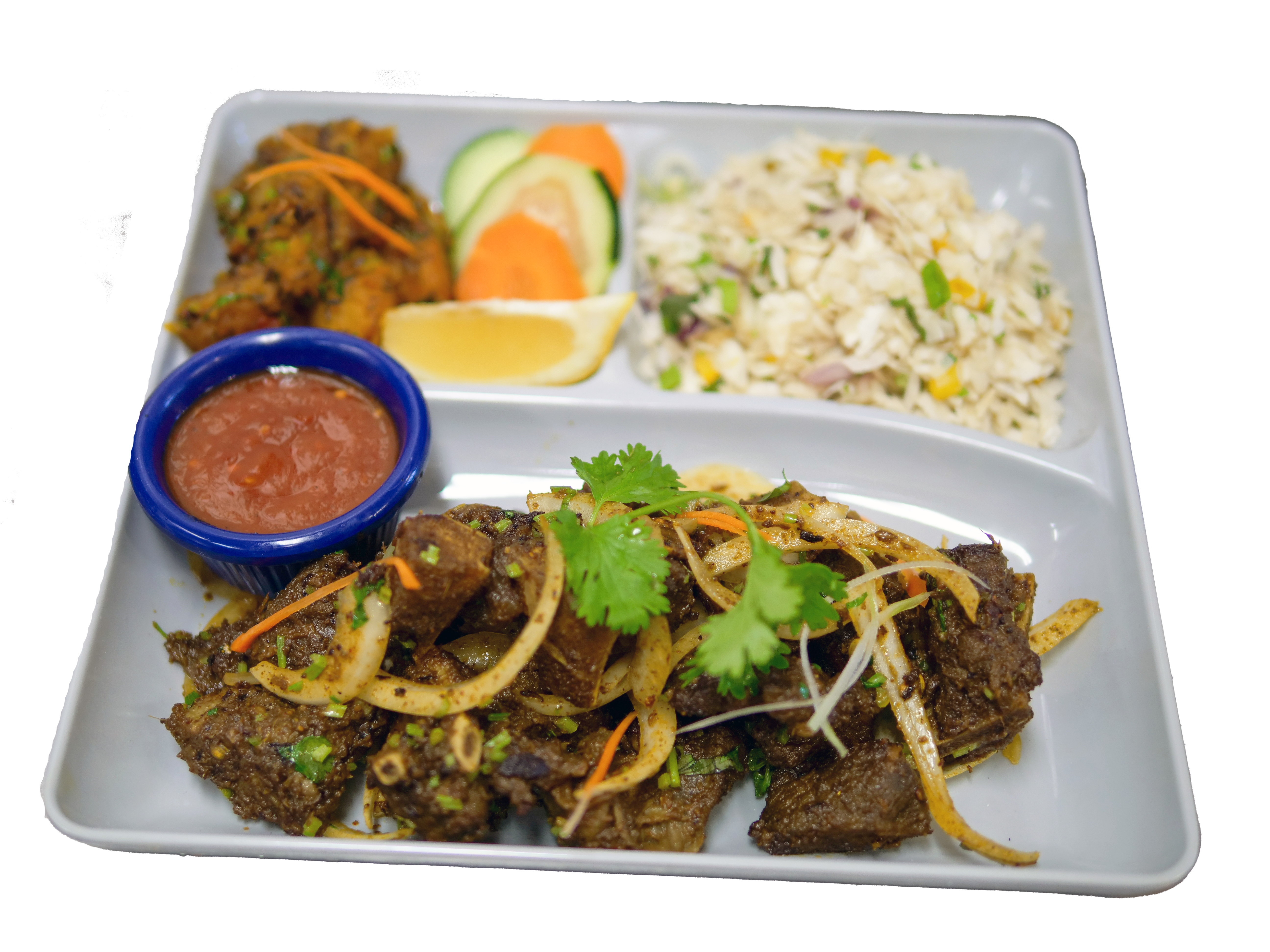 Goat khaja set — traditional Nepali snack platter