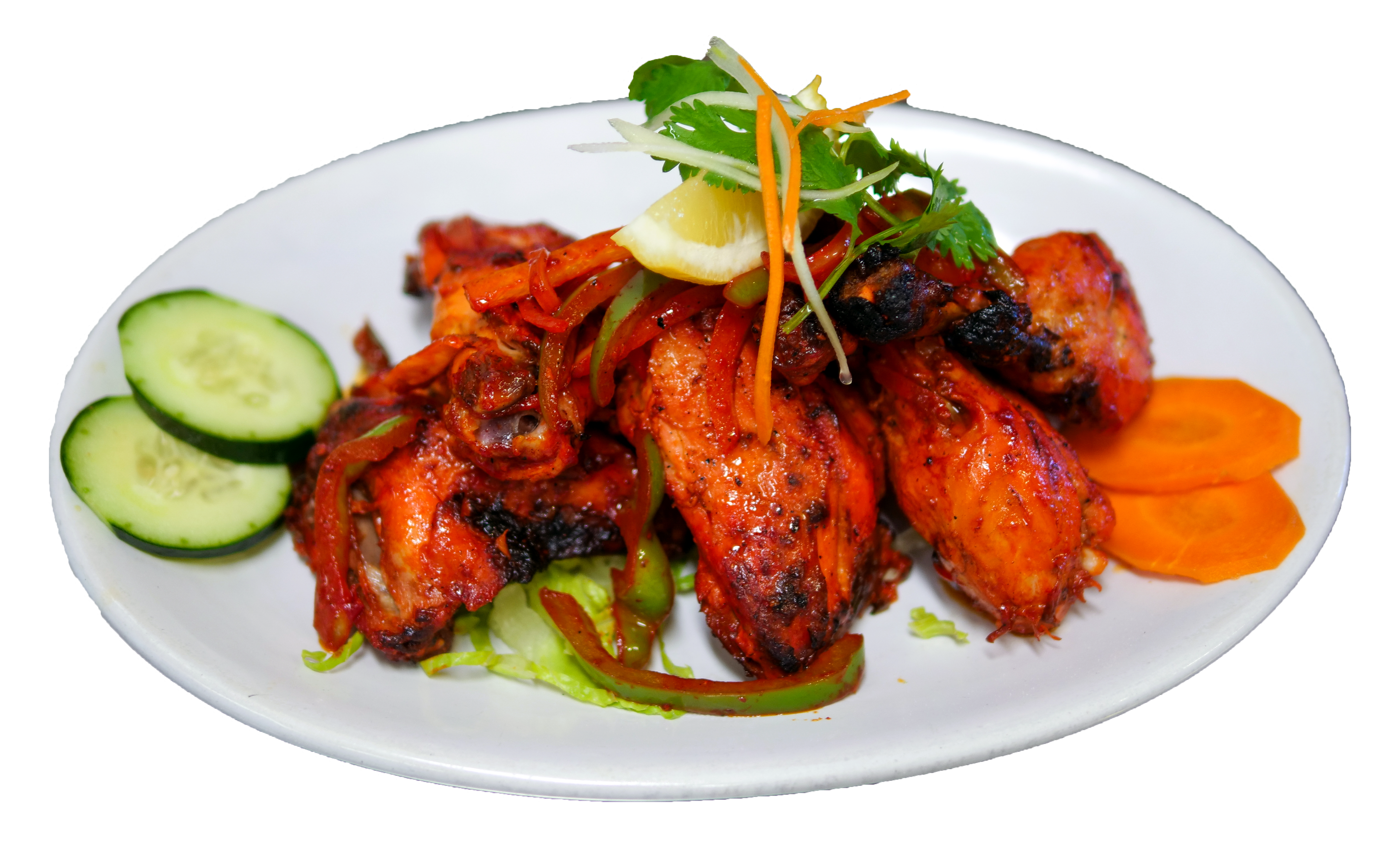 Full chicken tandoori platter fresh from the tandoor oven